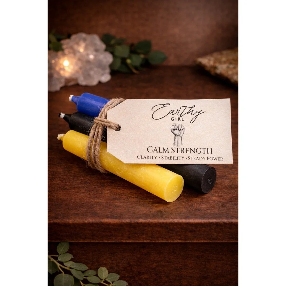 Earthy Girl Calm Strength Candles Set Ritual Spell Work‎ Altar Apothecary BOHO